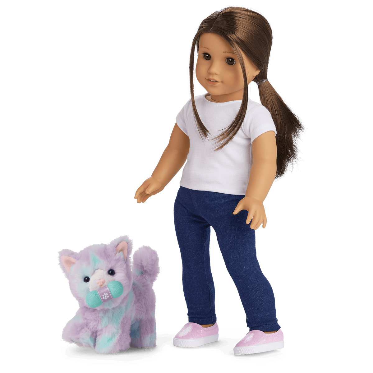 Purrpley Pink Kitty Cat for 18-inch Dolls