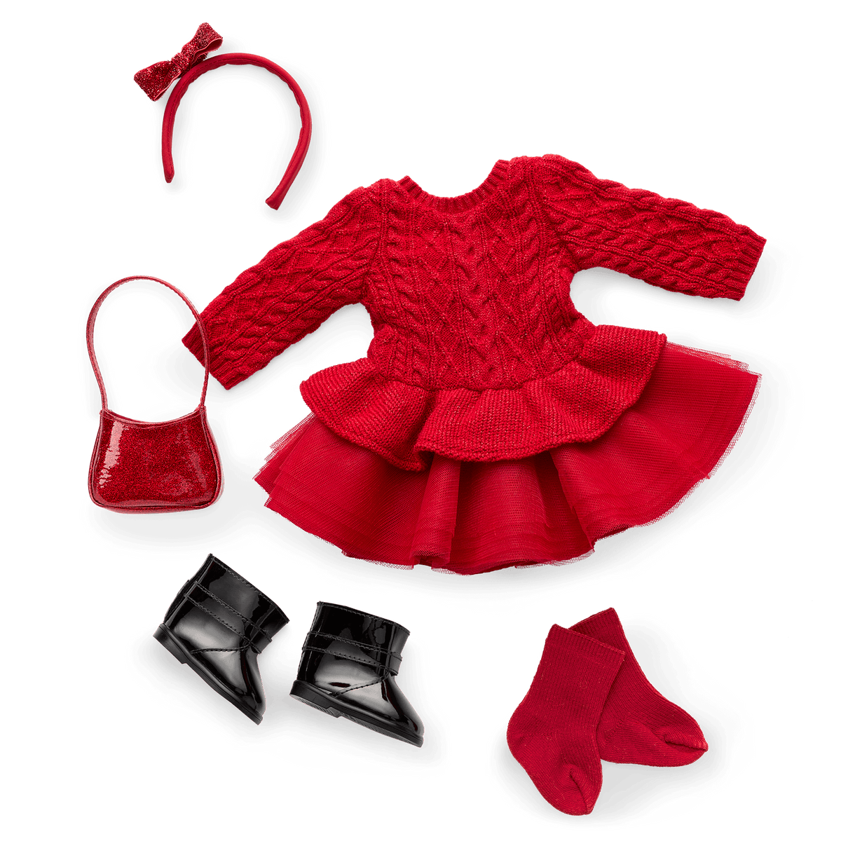 American Girl® x Something Navy Crimson Sparkle Sweater Dress for 18-inch Dolls
