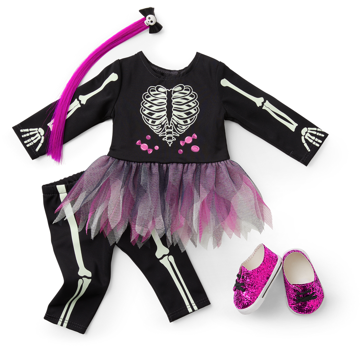 You Glow, Girl! Skeleton Costume for 18-inch Dolls