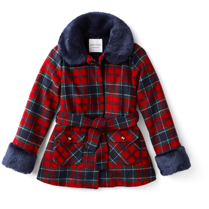 American Girl® x Janie and Jack Fur-Trim Plaid Coat for Girls