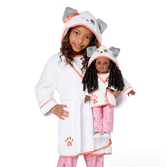 Comfy Puppy Robe Set for Girls & 18-inch Dolls