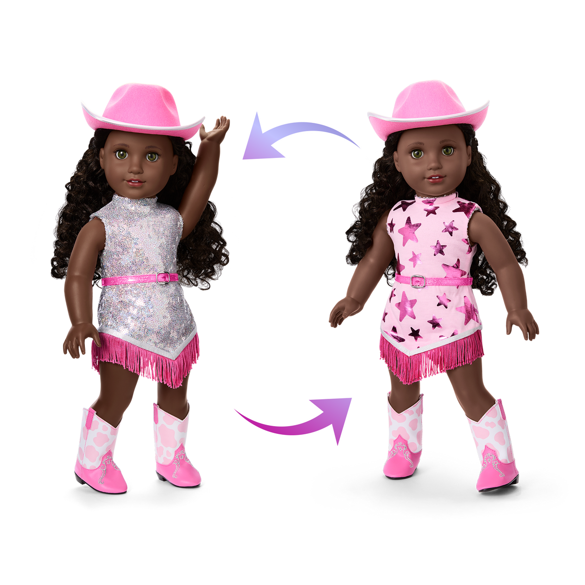 Glam Pink Cowgirl Outfit for 18-inch Dolls