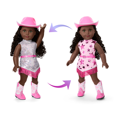 Glam Pink Cowgirl Outfit for 18-inch Dolls