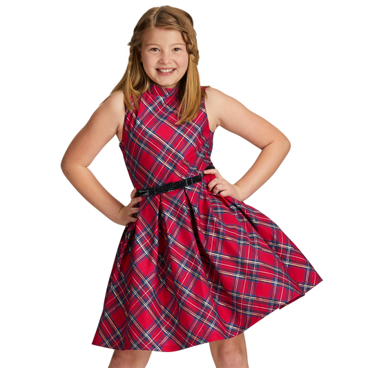 Pretty Plaid Christmas Dress for Girls