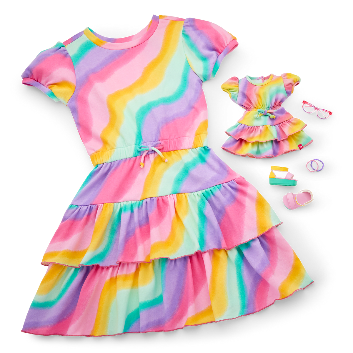Summer's™ Rainbow Swirl Dress for Girls & 18-inch Dolls + Summer Doll (Girl of the Year™ 2025)
