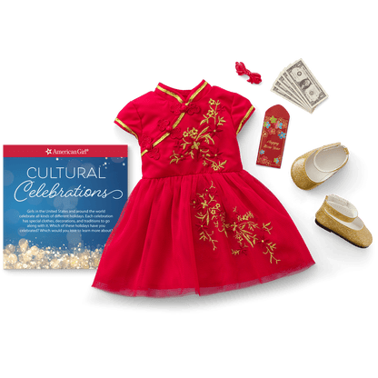 Lunar New Year's Celebration Outfit for 18-inch Dolls