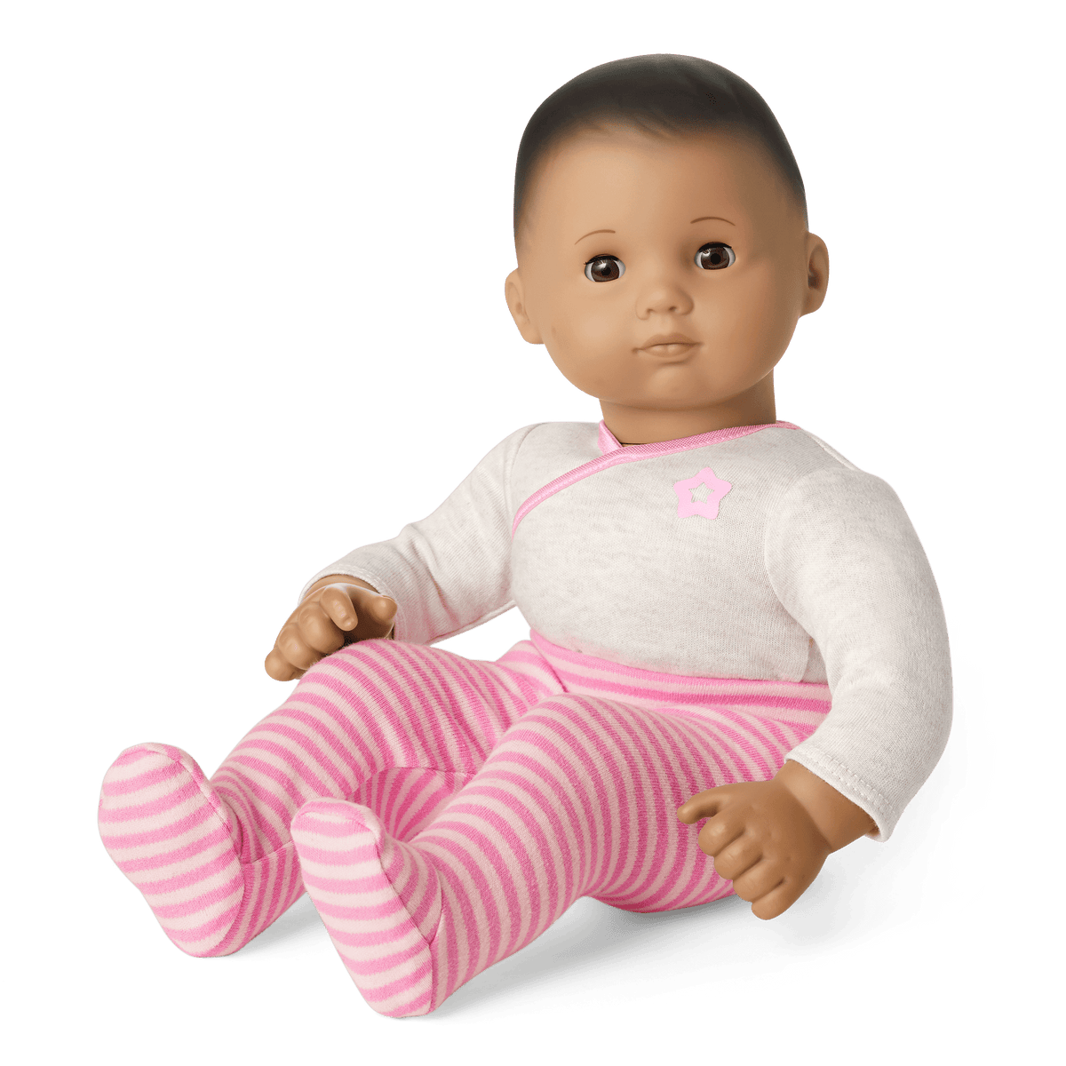 Bitty Baby® Doll #5 with dark brown hair in Pretty Pink